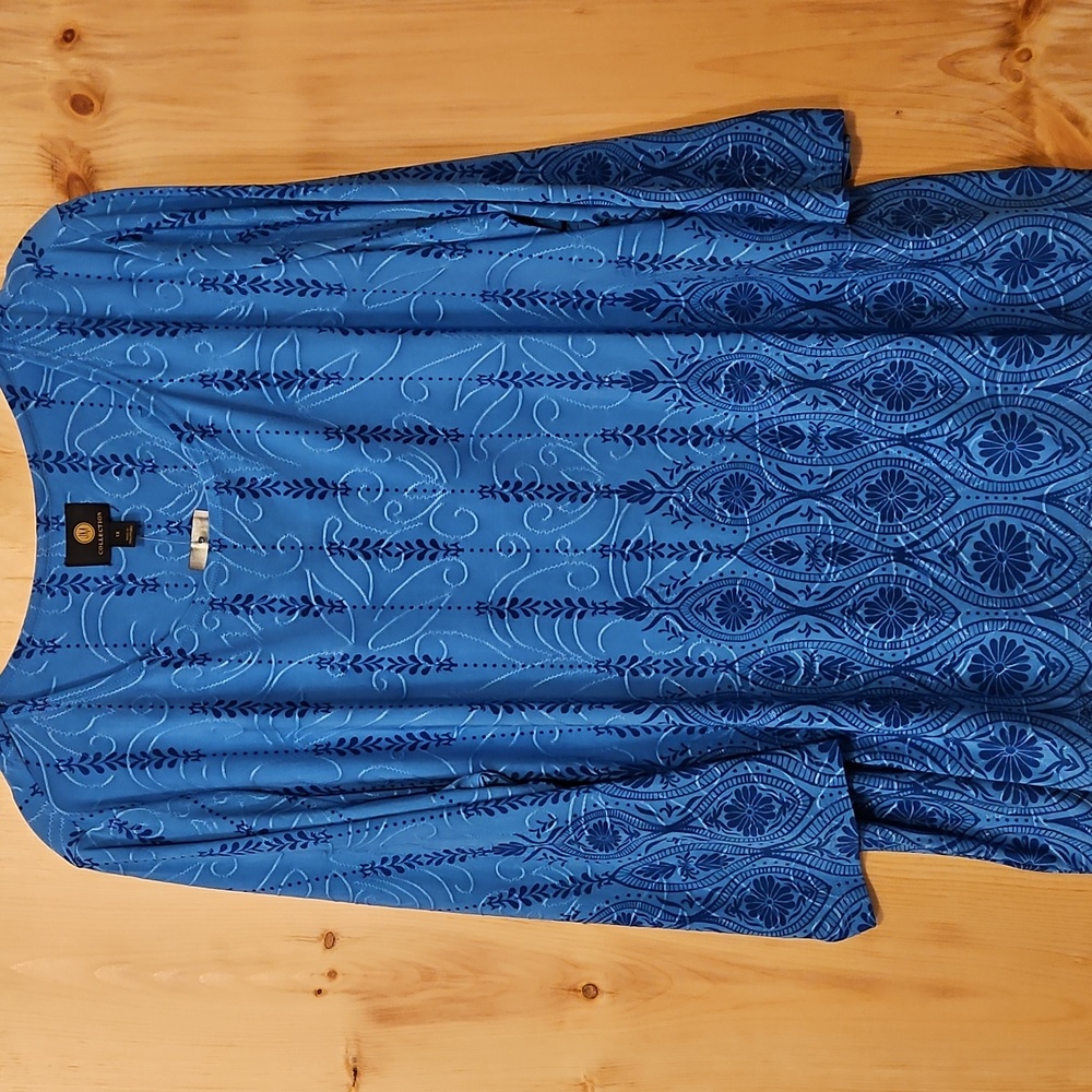 NWT JM Collection Blue Jacquard Blouse 1X